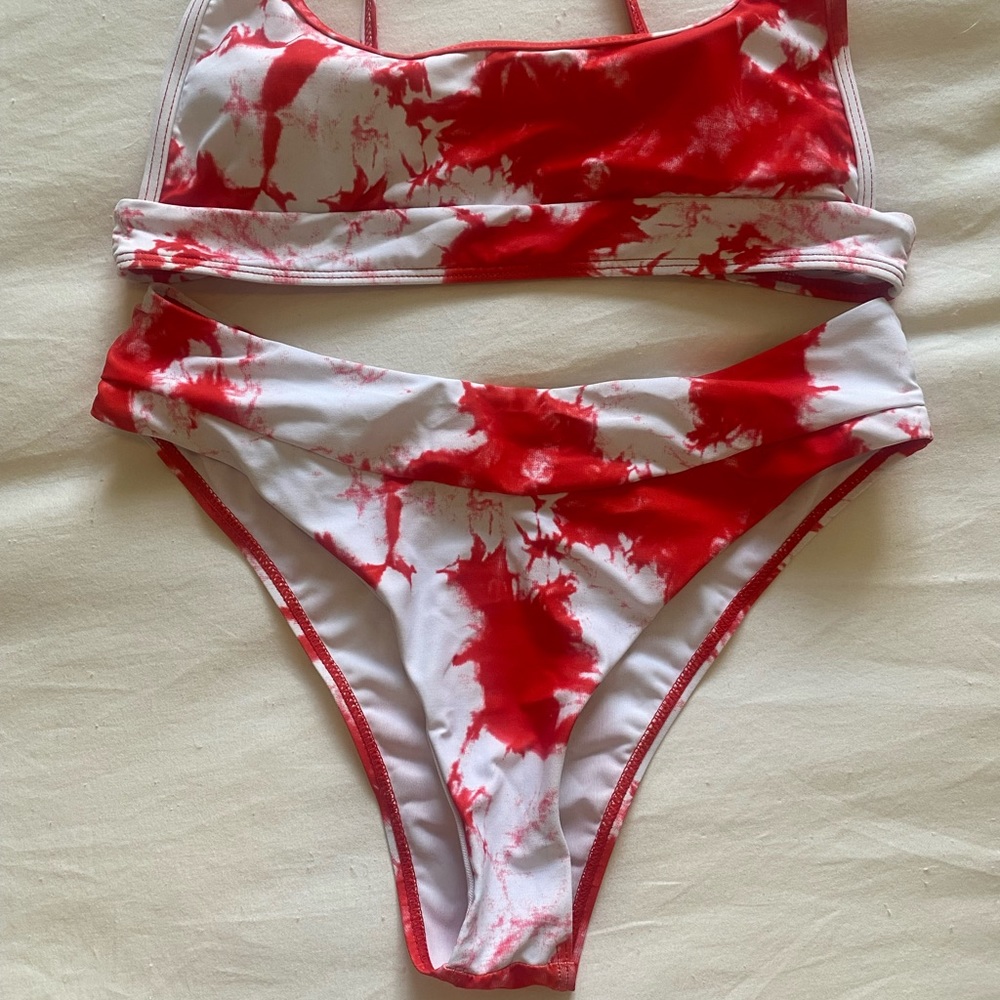 Shein Tie Dye Bikini Set Cami Top & High Leg Bottom 2 Piece Swimsuit - Picture 7 of 9